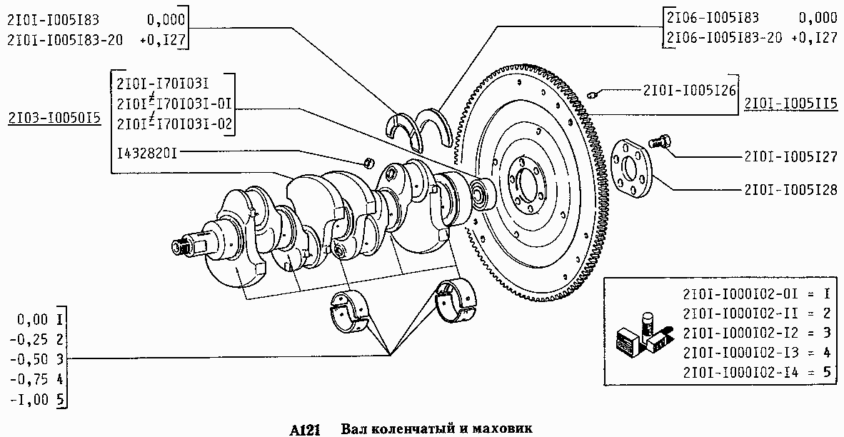 Вал коленчатый и маховик