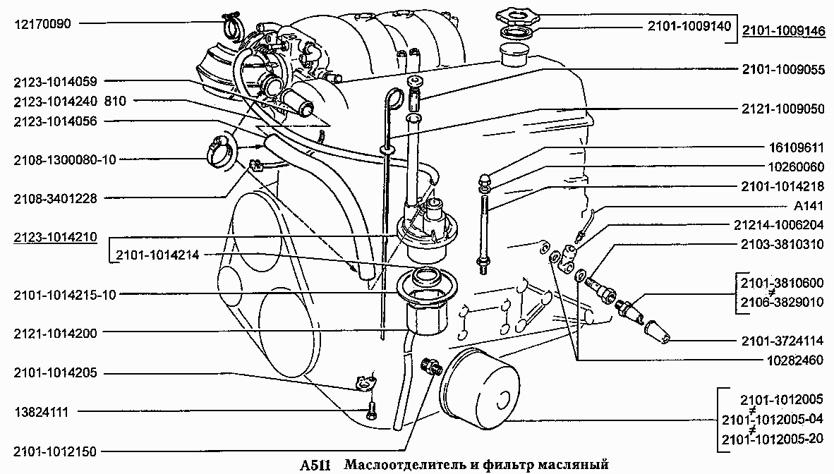 Маслоотделитель и фильтр масляный (вариант исполнения: Э)