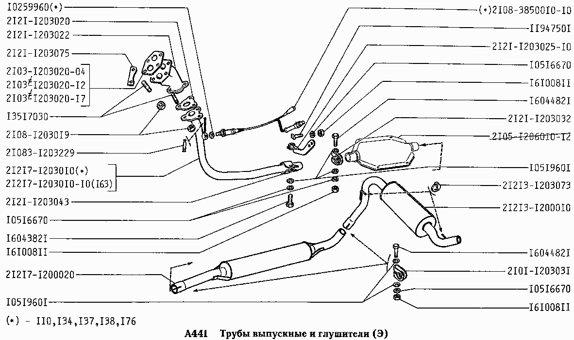 Трубы выпускные и глушители (вариант исполнения: Э)