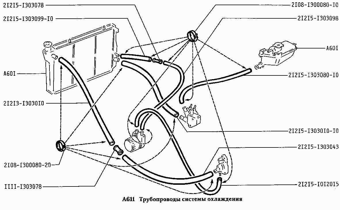 Трубопроводы системы охлаждения (вариант исполнения: Э)