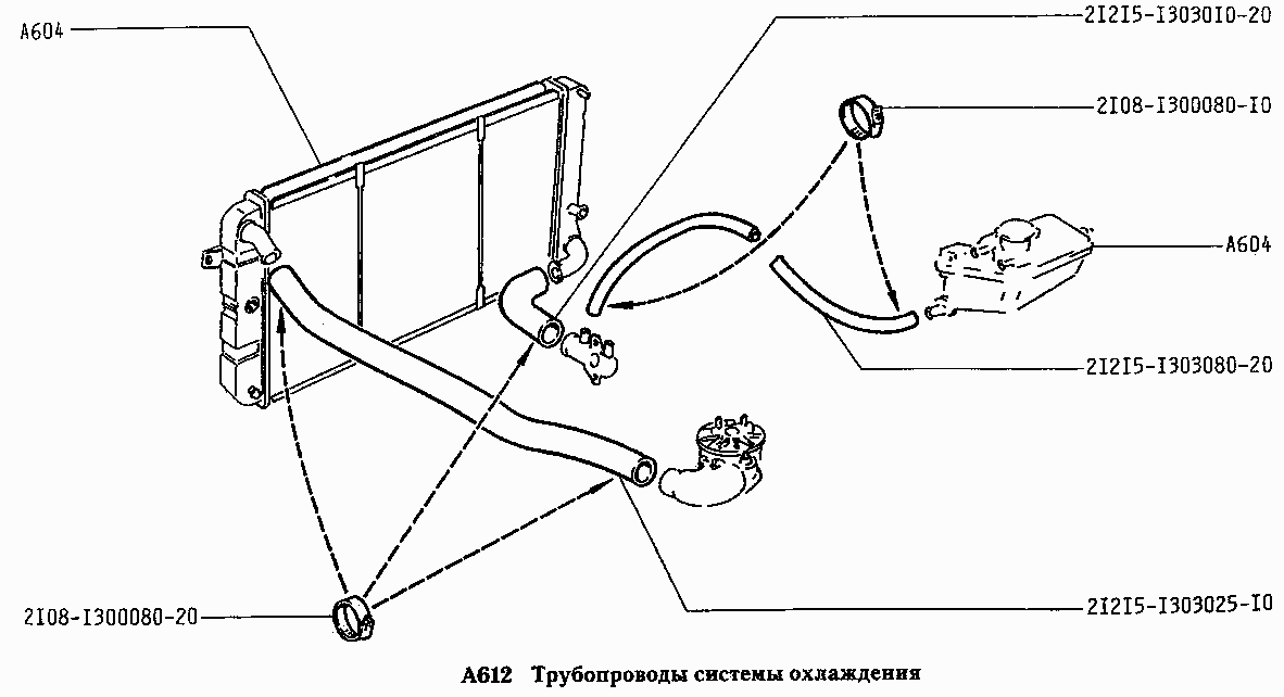 Трубопроводы системы охлаждения (вариант исполнения: Э)