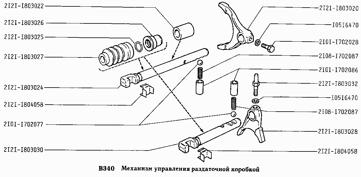 Механизм управления раздаточной коробкой