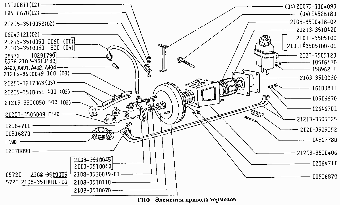 Элементы привода тормозов
