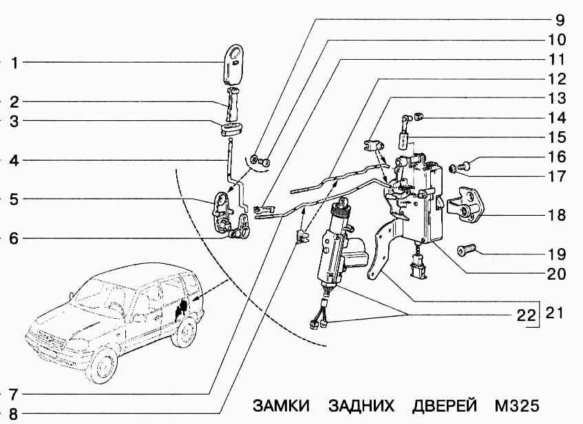 Замки задних дверей