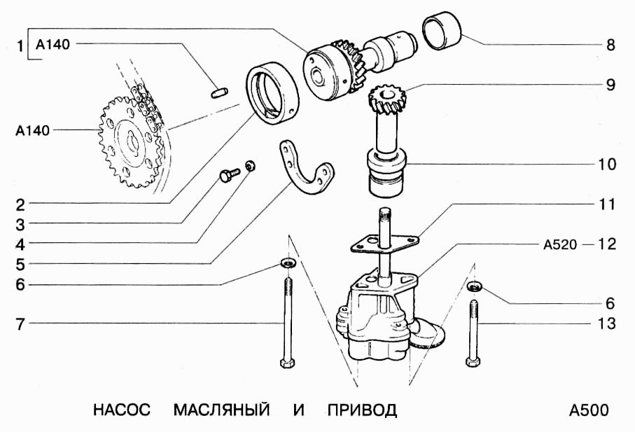 Насос масляный и привод