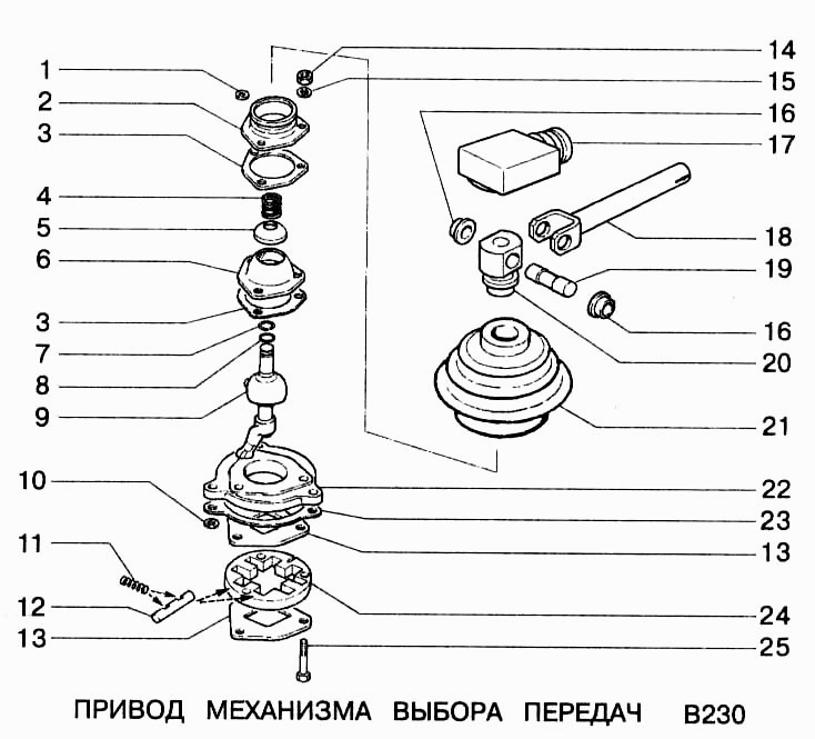 Привод механизма выбора передач