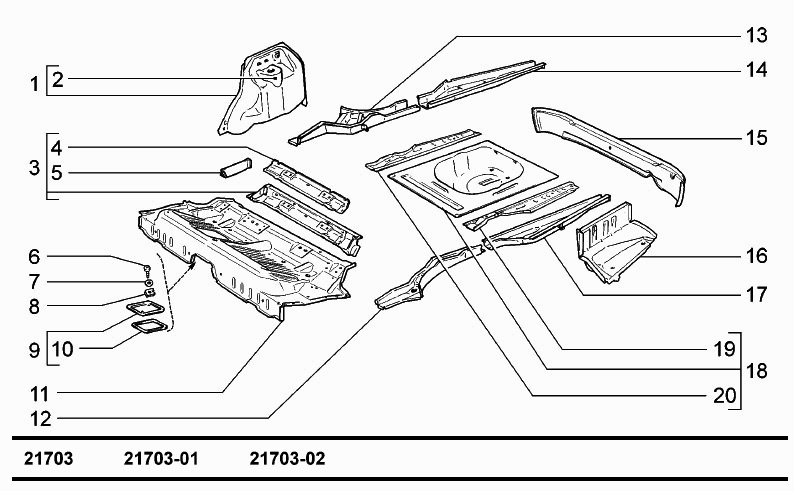 Пол кузова задний