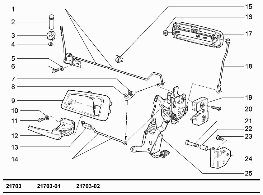 Замки и ручки задних дверей