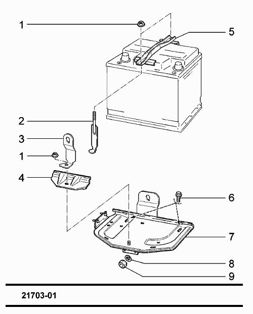 Установка батареи аккумуляторной