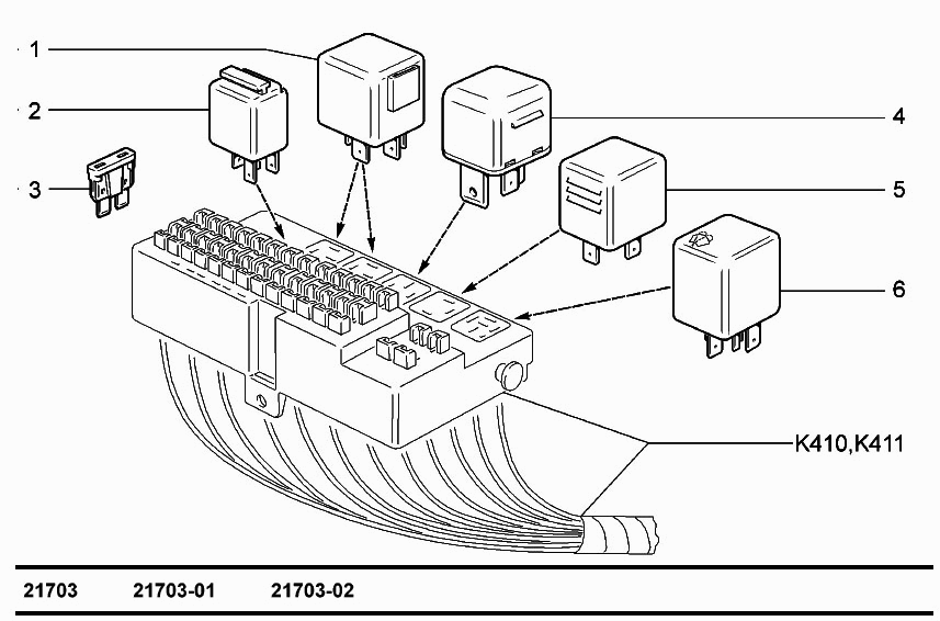 Реле и предохранители монтажного блока