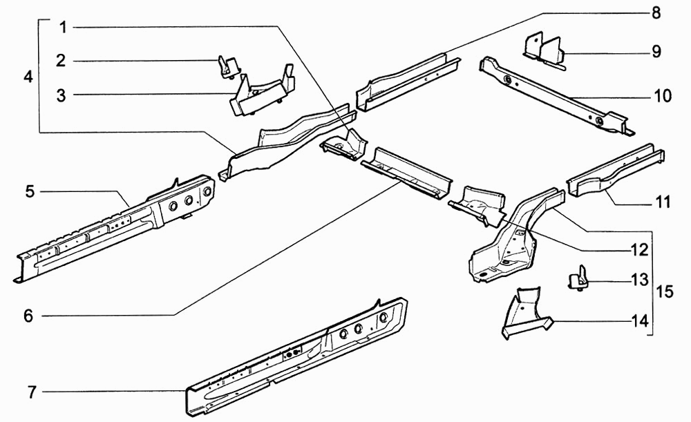 Элементы основания кузова