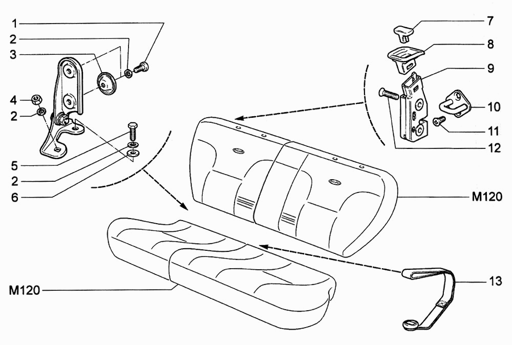 Механизм установки заднего сиденья