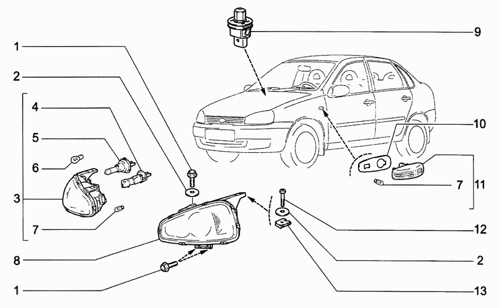 Освещение переднее