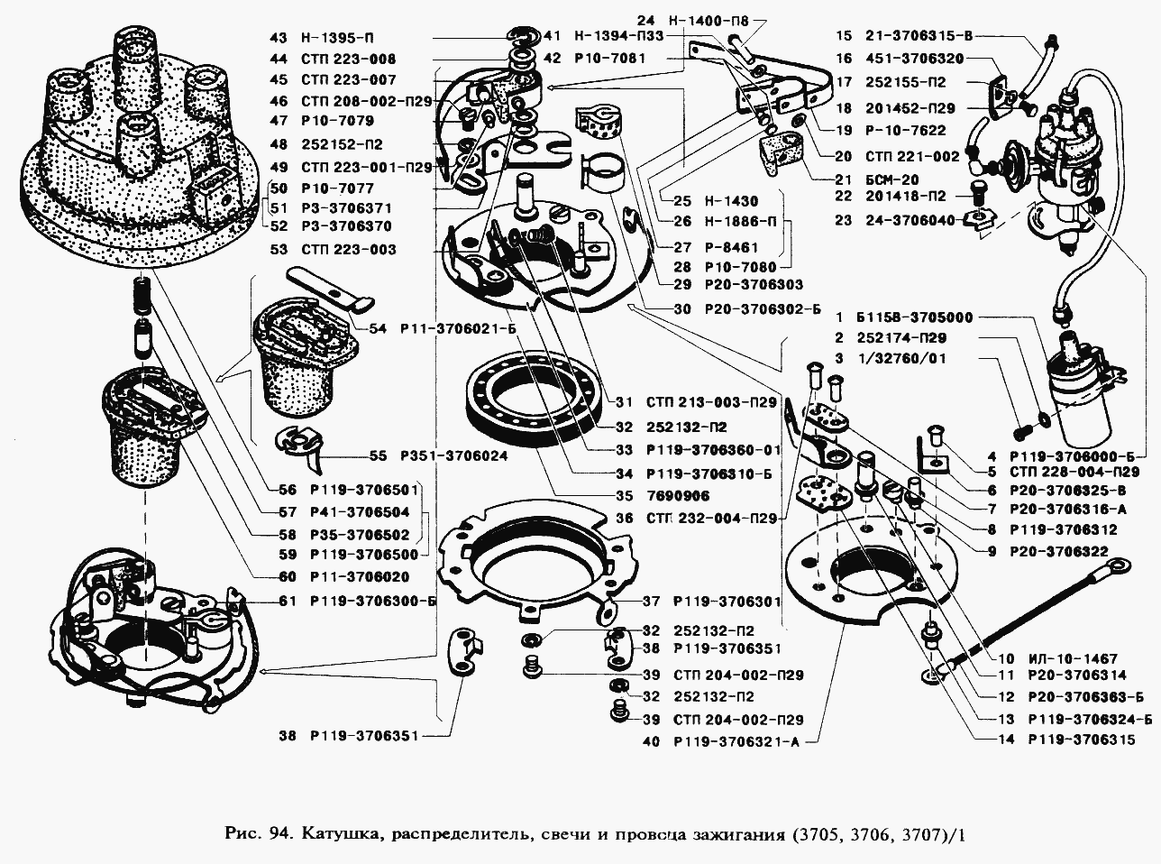 Катушка, распределитель, свечи и провода зажигания