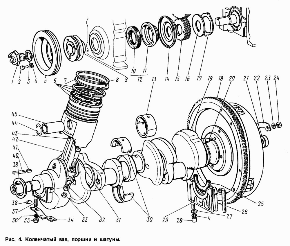 Коленчатый вал, поршни и шатуны