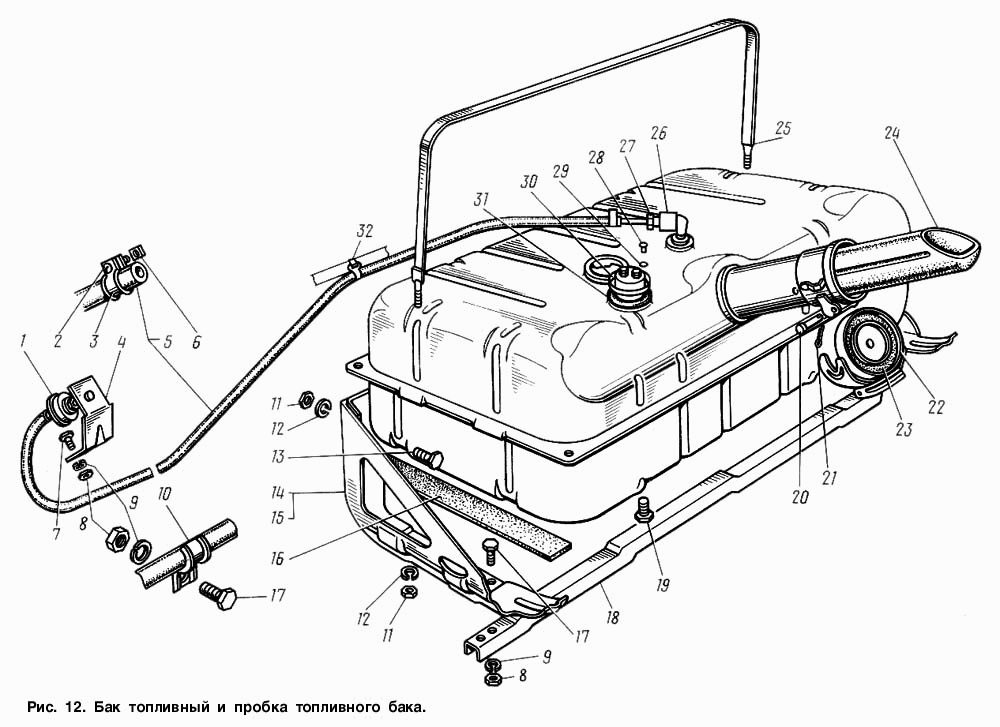 Бак топливный и пробка топливного бака