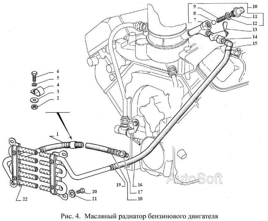 Масляный радиатор бензинового двигателя