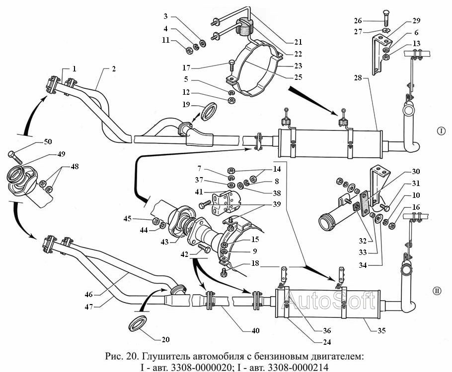 Глушитель автомобиля с бензиновым двигателем