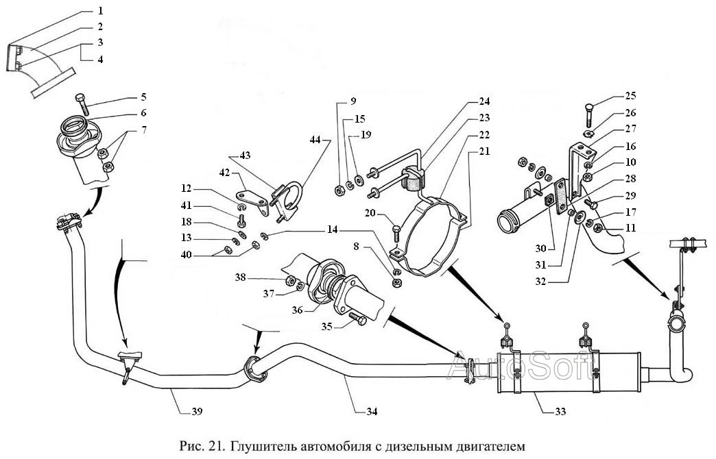 Глушитель автомобиля с дизельным двигателем