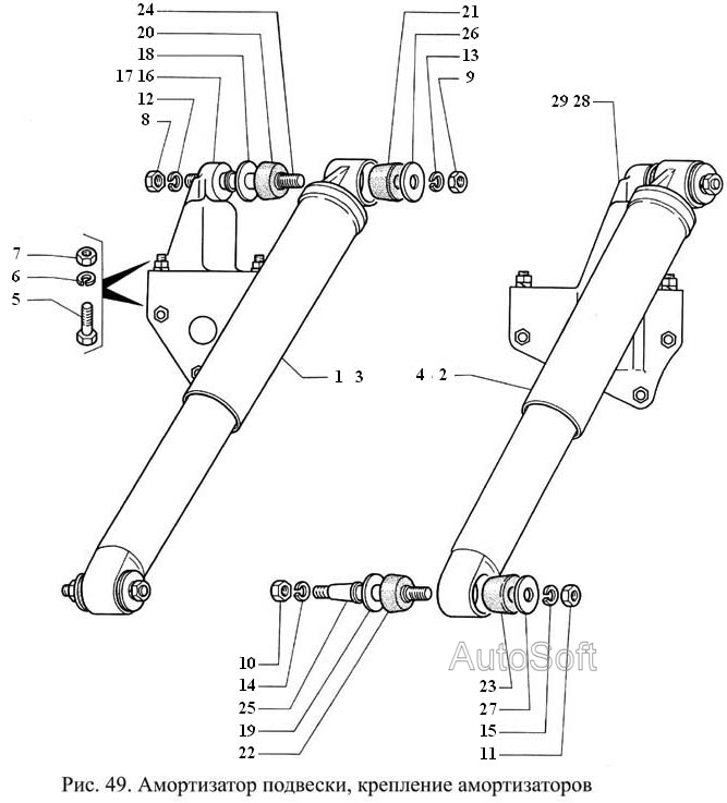 Амортизатор подвески, крепление амортизаторов