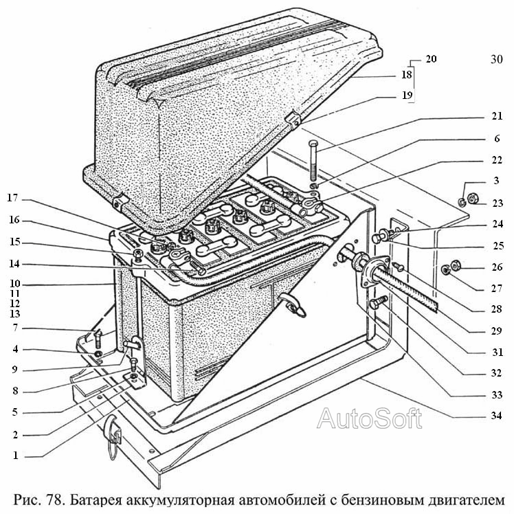 Батарея аккумуляторная для автомобилей с бензиновым двигателем