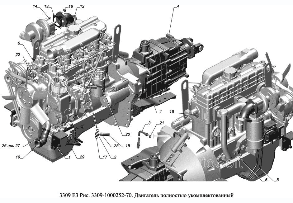 3309-1000252-70. Двигатель полностью укомплектованный
