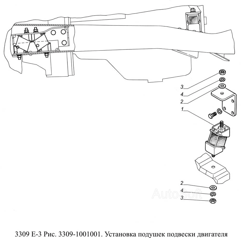 3309-1001001. Установка подушек подвески двигателя