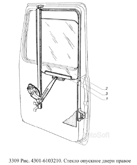 Стекло опускное двери правое