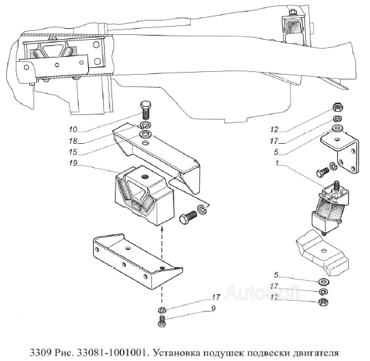Установка подушек подвески двигателя