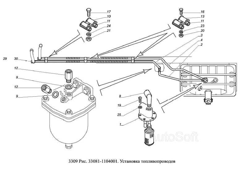 Установка топливопроводов