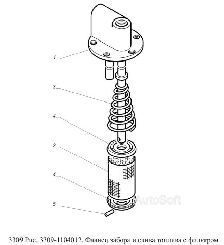 Фланец забора и слива топлива с фильтром
