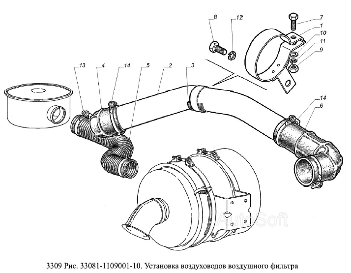 Установка воздуховодов воздушного фильтра