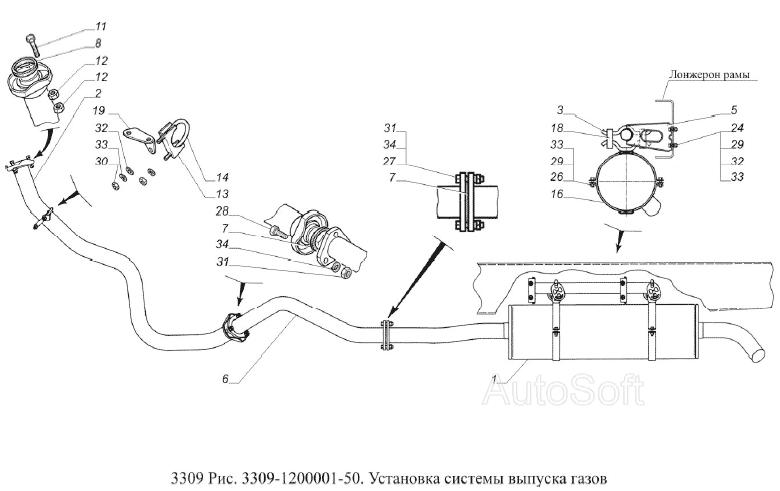 Установка системы выпуска газов