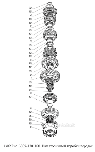 Вал вторичный коробки передач