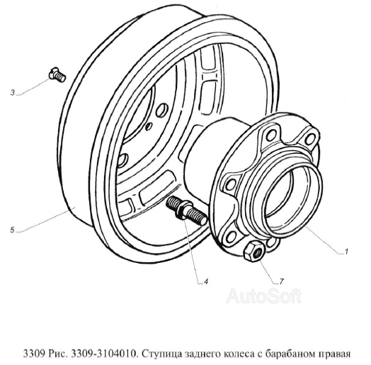 Ступица заднего колеса с барабаном правая