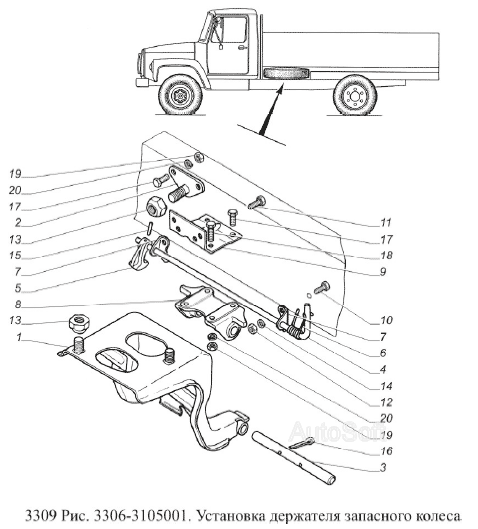 Установка держателя запасного колеса