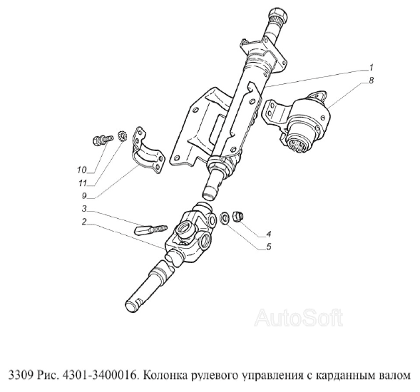 Колонка рулевого управления с карданным валом