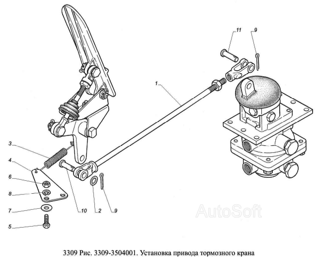Установка привода тормозного крана