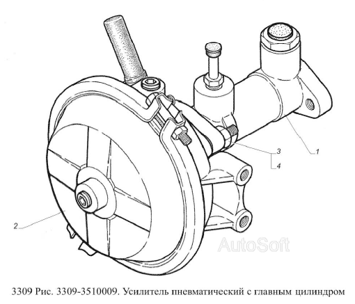 Усилитель пневматический с главным цилиндром