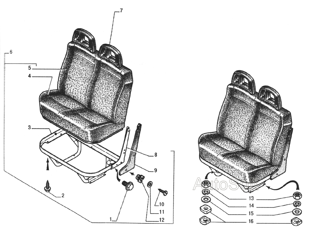 Сиденье двухместное