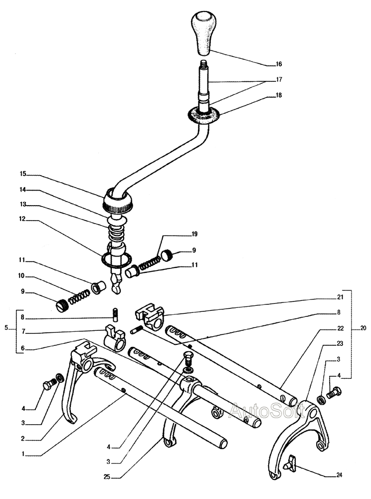 Детали механизма переключения коробки передач