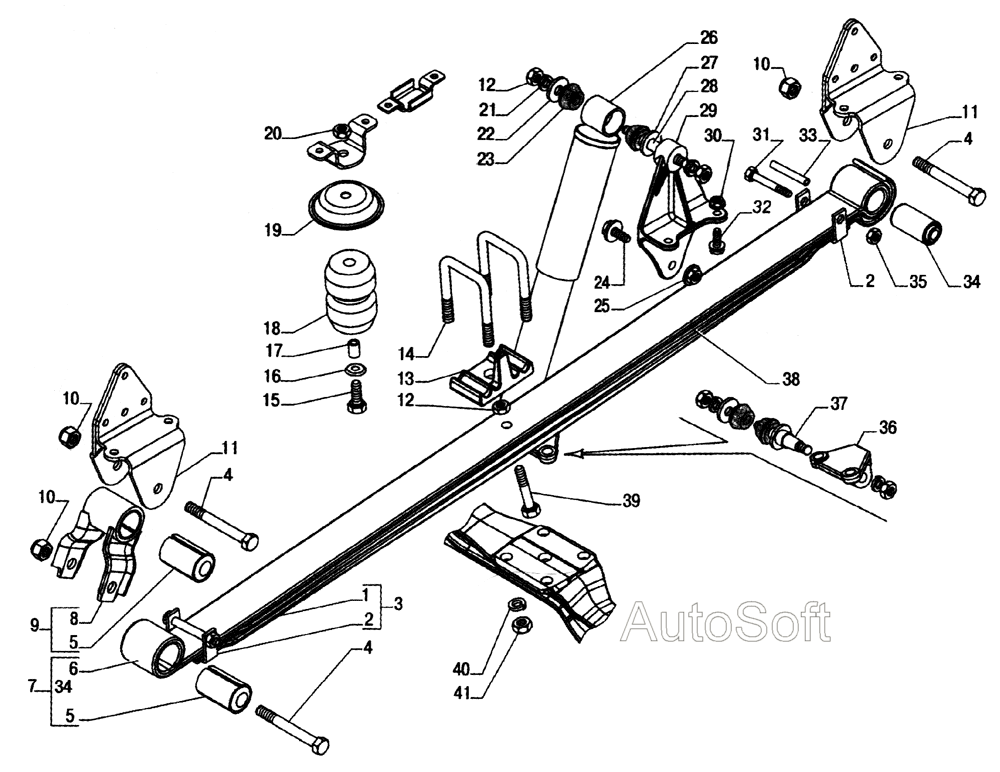 Установка передней подвески, рессора передняя, амортизатор