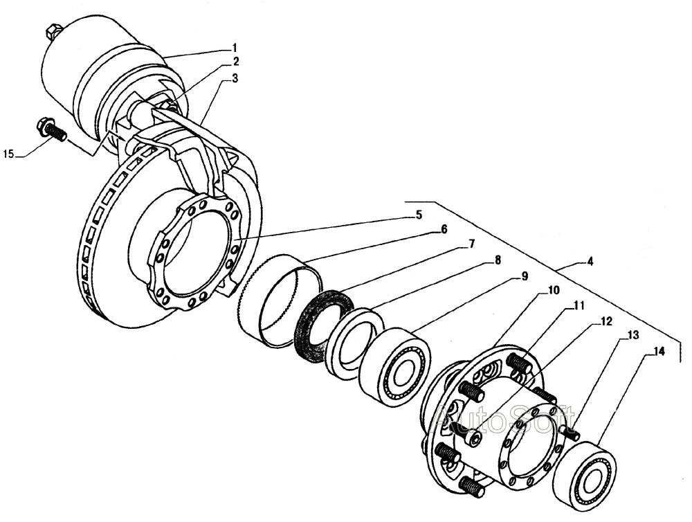 Ступица заднего колеса с тормозным диском, тормозной механизм