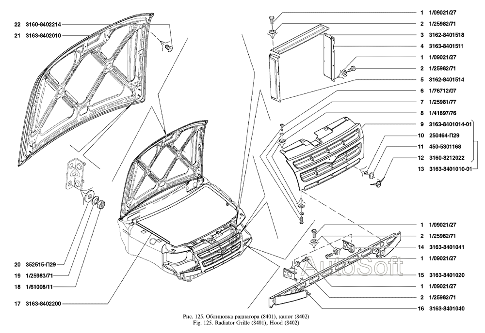 Капот, облицовка радиатора