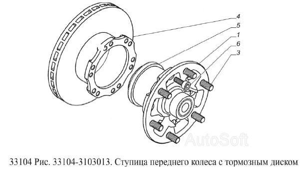 Ступица переднего колеса с тормозным диском
