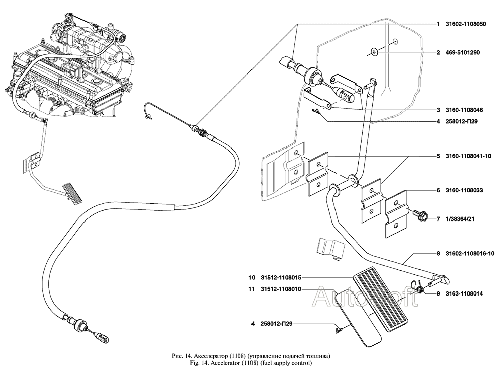 Акселератор  управление подачей топлива