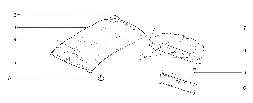 Обивка крыши, задка и полка багажника