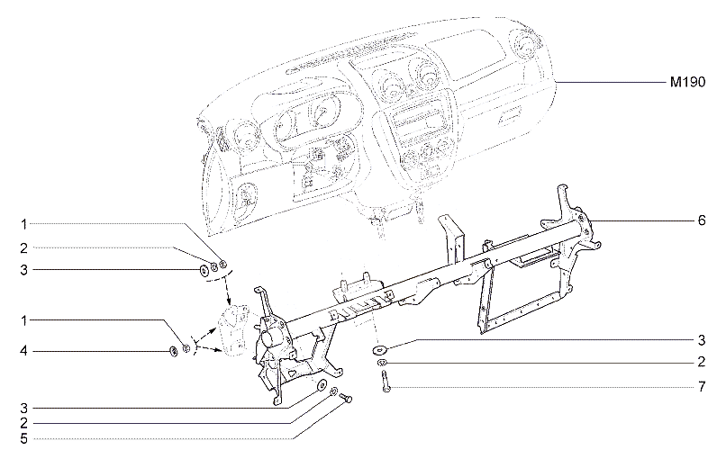 Поперечина и кронштейны панели приборов
