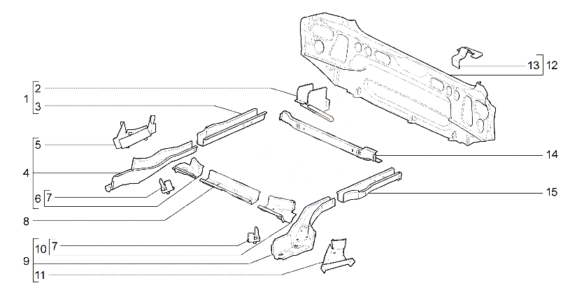 Каркас заднего пола