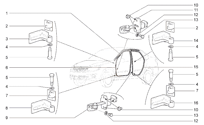Навеска боковых дверей и уплотнители